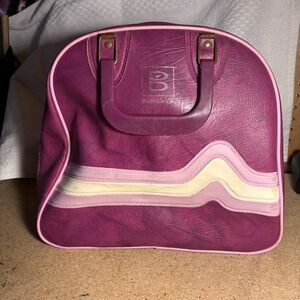 Vintage Brunswick™ Purple Mulberry Plum Bowling Ball Bag Metal Rack.